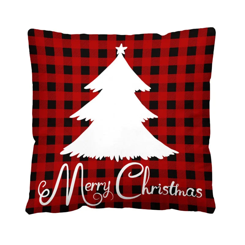 Christmas Casual Christmas Tree Santa Claus Letter short plush Pillow Cases Couch & Sofa Decor