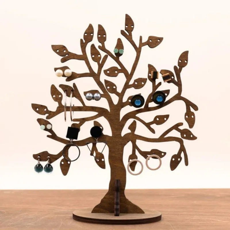 Retro Wooden Jewelry Earring Display Stand Home Desktop Decorative Branch Shape Wooden Ornaments Stand Handmade Crafted