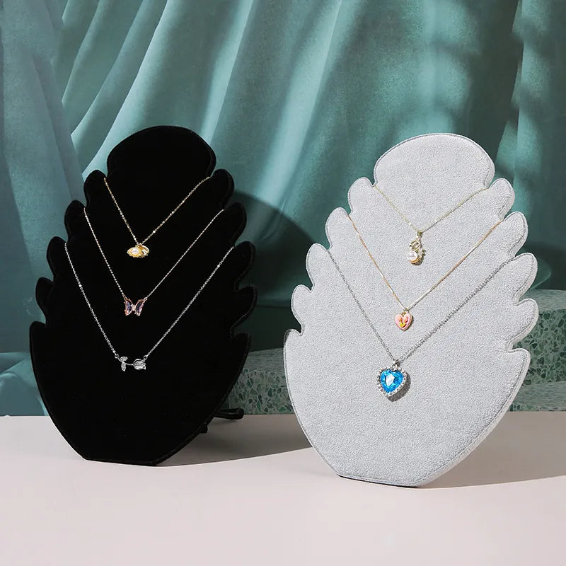 Flame Board Pendant Necklace Display Stand Earring Jewelry Counter Velvet Cloth Jewelry Shooting Props Artistic Style Leaf Pattern