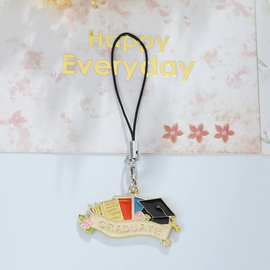 Casual Cute Book Doctoral cap Alloy Enamel Bag Pendant Keychain