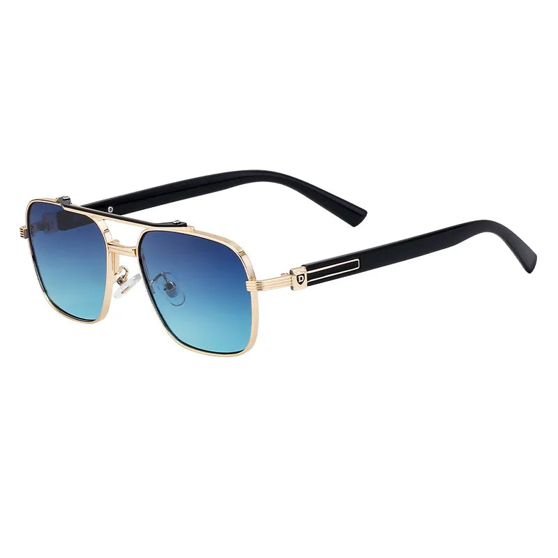 Vacation Solid Color Pc Gradient Tinted Lenses Square Full Frame Men's Sunglasses