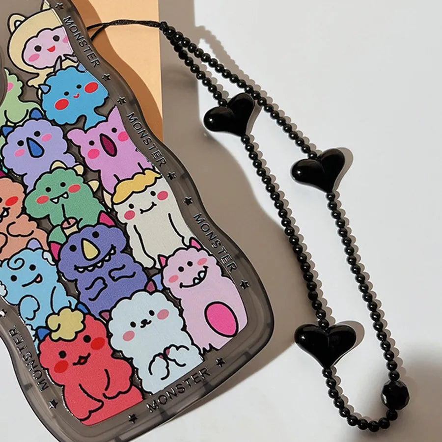 cute heart shape flower pc silica gel soft clay inlay artificial pearls women's mobile phone chain 1 piece