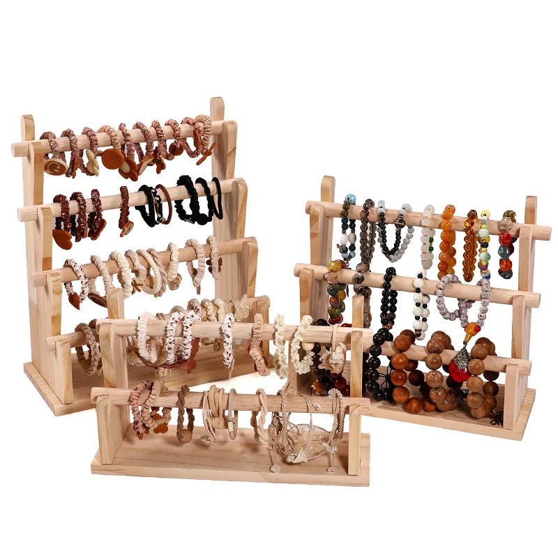 Solid Wood Bracelet Display Stand for Stall Buddha Beads Bracelet Stand Watch Jewelry Display Rack Hair Tie Storage