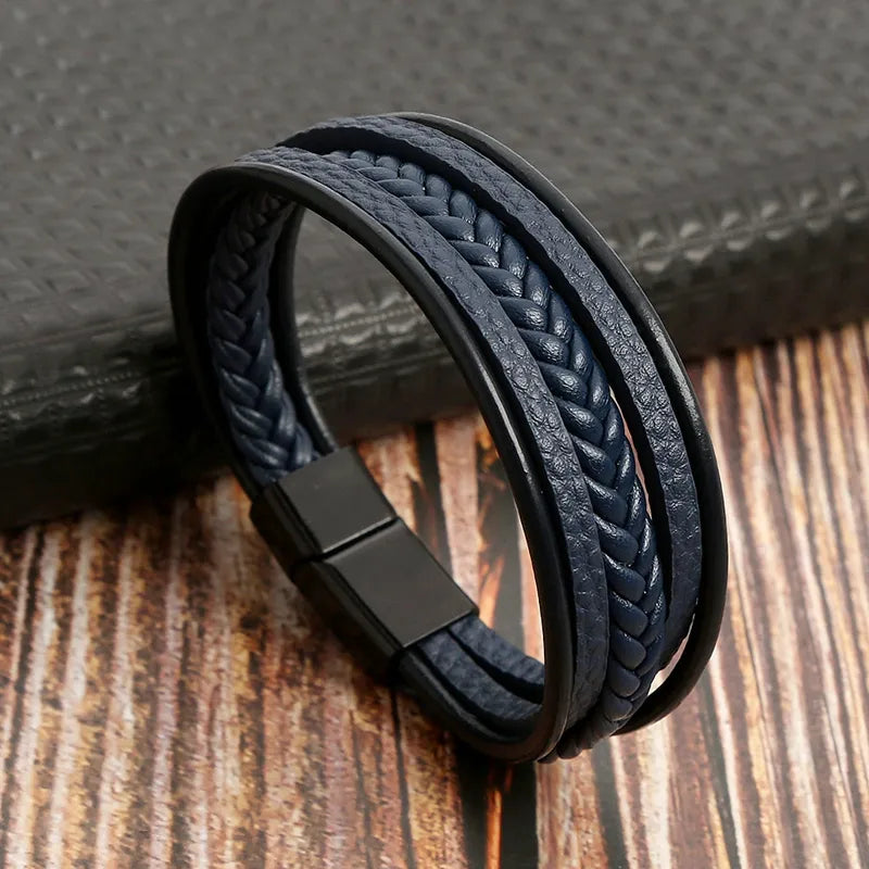 casual solid color alloy handmade men's wristband