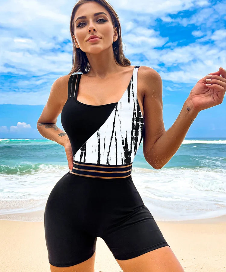 Women's Sexy Color Block Solid Color Leopard 1 Piece One Piece Swimwear