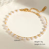Cute Lady Romantic Geometric Solid Color 304 Stainless Steel 18K Gold Plated Imitation Pearl cable chain Double-Layer Bracelet Multi Charms Bracelet In Bulk