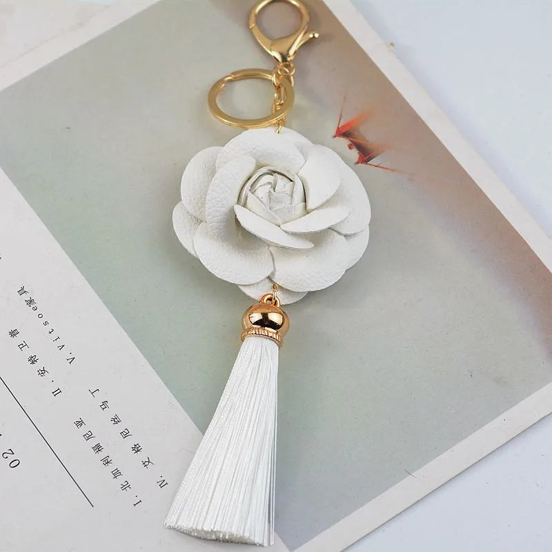 Vintage Style Simple Style Flower Pu Leather Unisex Bag Pendant Keychain