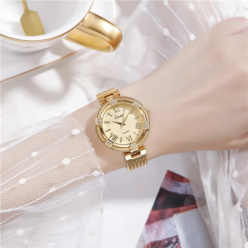 Retro Classic Style Solid Color Jewelry Buckle Quartz Watch