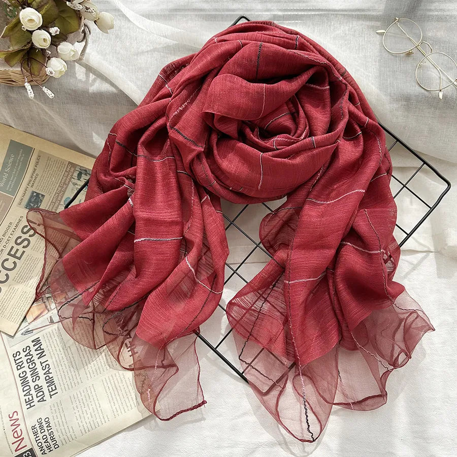 Women's Chinoiserie Ethnic Style Stripe Artificial Cotton  Silk Nylon Silk Scarf