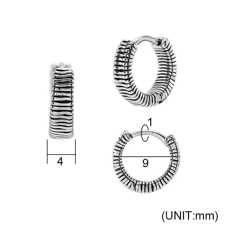 1 Piece Retro Punk Geometric 316 Stainless Steel  Hoop Earrings