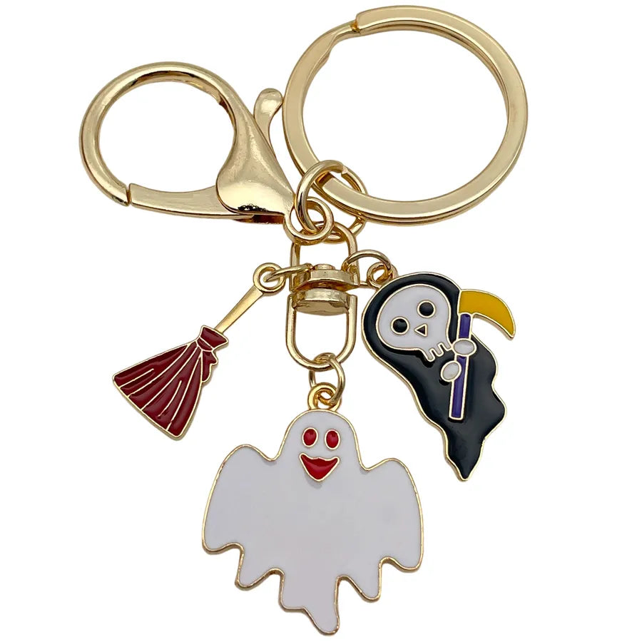 Halloween Ghost Cartoon Couple Car Keychain Pendant Ring Creative Personalized Alloy Bag Decorations Small Hanging Ornaments