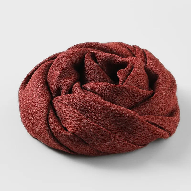 women's simple style solid color cotton and linen silk scarves