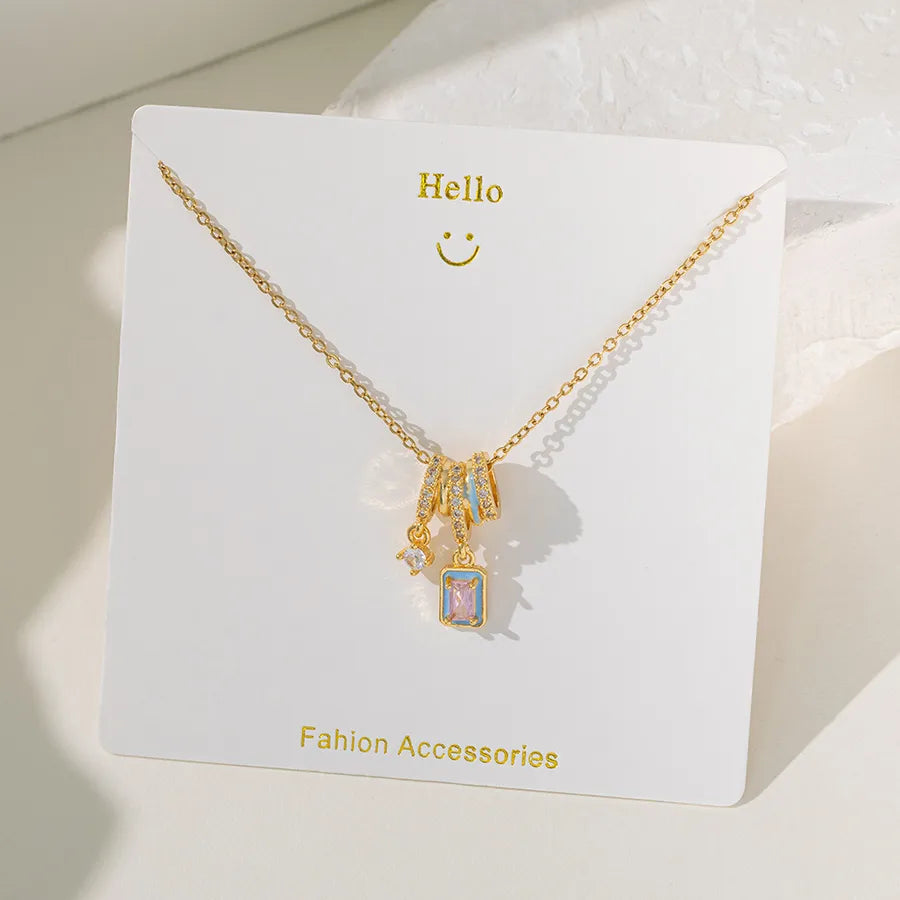 Wholesale Jewelry Elegant Glam Geometric Flower Butterfly 304 Stainless Steel Copper Plating cable chain Pendant Necklace