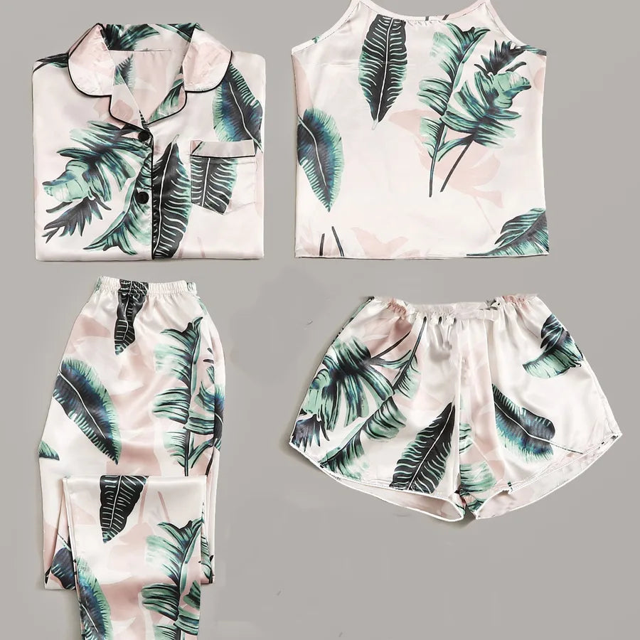 women's fashion tropical polyester printing pants sets