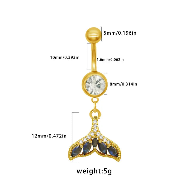 1 Piece Belly Rings Elegant Hawaiian Tropical Bear Cat Bow Knot 316 Stainless Steel  Alloy Inlay Resin Rhinestones Glass Gold Plated