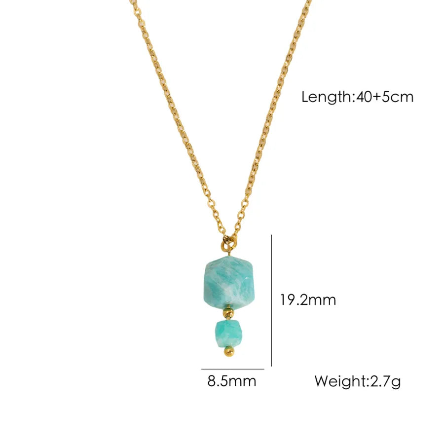 Wholesale Jewelry Elegant Simple Style Geometric 304 Stainless Steel natural stone cable chain Pendant Necklace