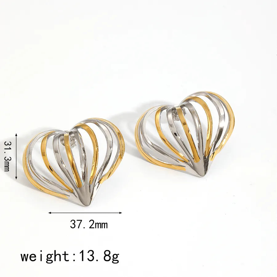 Wholesale Jewelry IG Style Heart Shape 304 Stainless Steel Rings Ear Studs