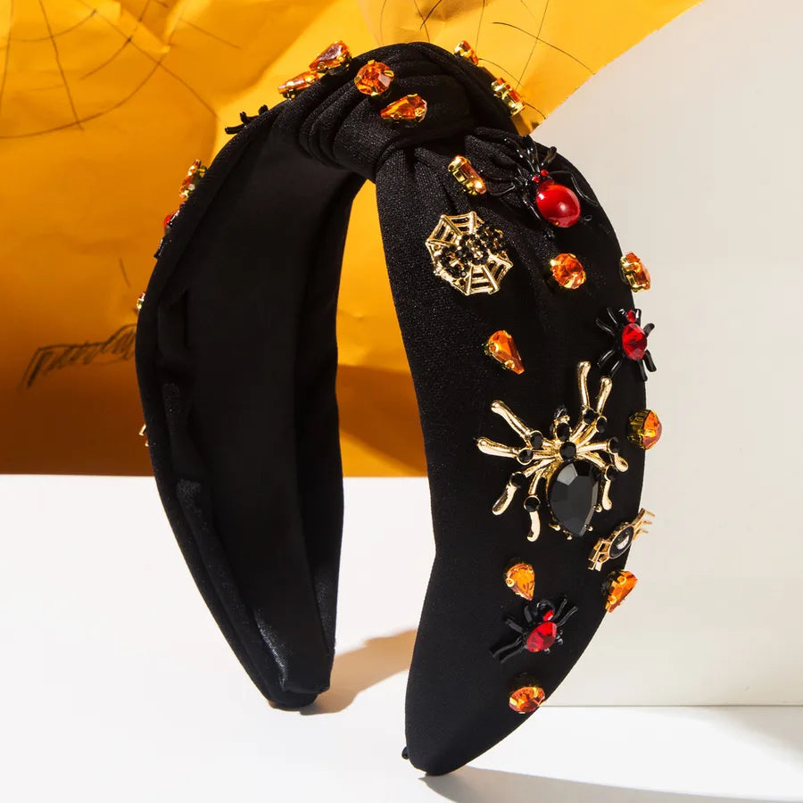New Halloween Spider Wide Edge Hairband Women's Exaggerated Accessory Diamond Embedded Fashionable Festival Headband