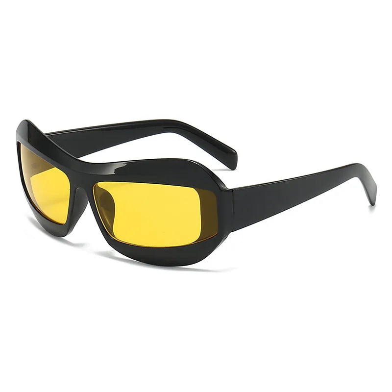 streetwear color block ac special-shaped mirror full frame men's sunglasses
