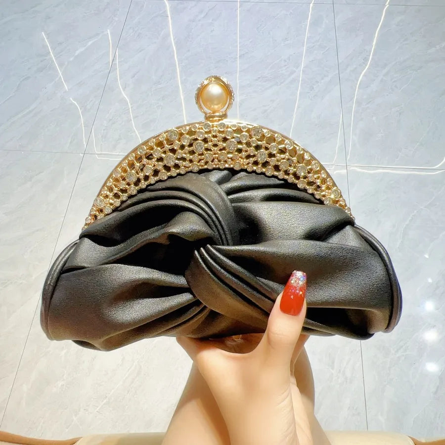 White Black Gold PU Geometric Pillow Shape Evening Bags