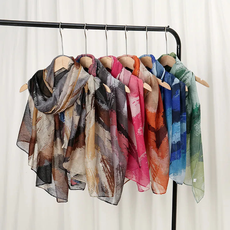 Women's Simple Style Color Block Voile Scarf