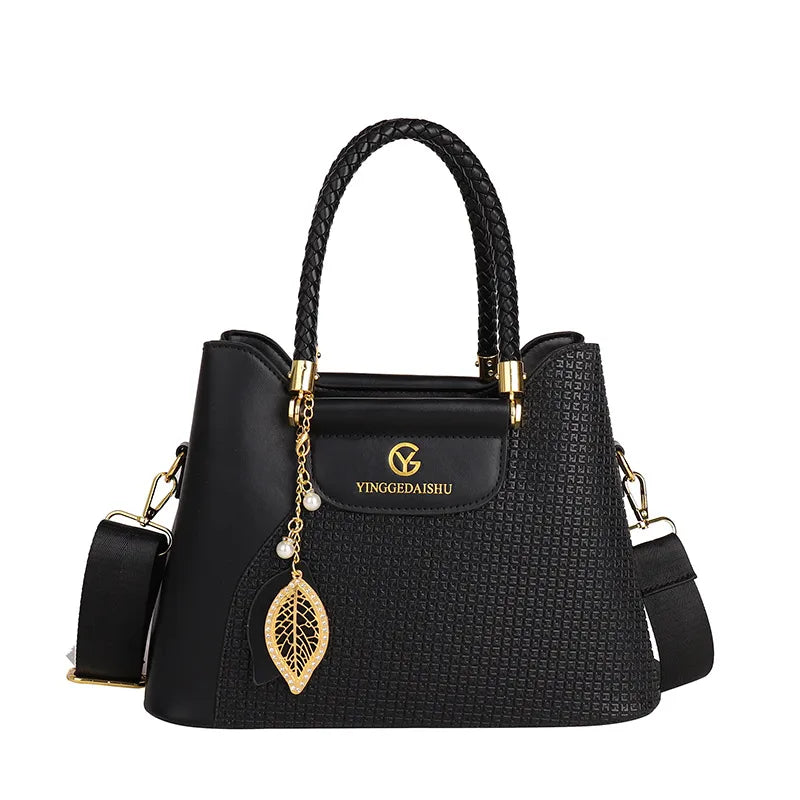 Large Capacity Handbags Women's  New Fashion All-Match Stitching Shoulder Bag Textured Commuter Messenger Bag