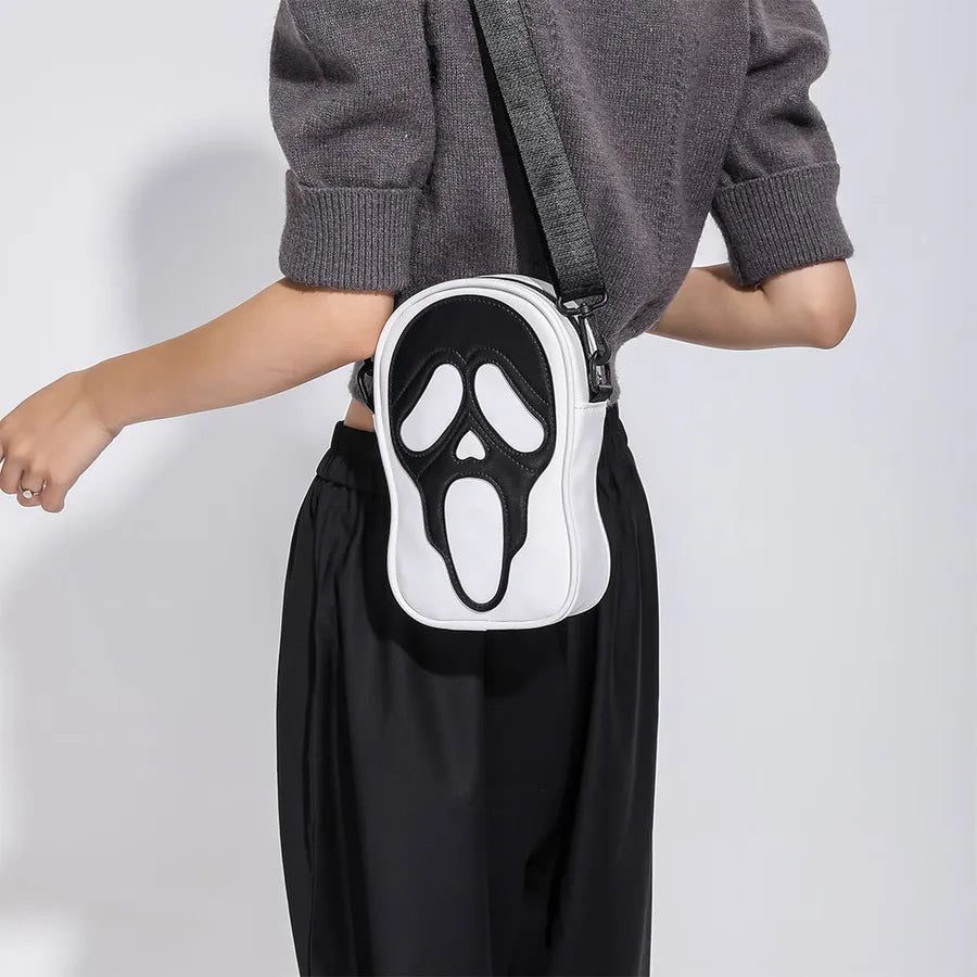 Halloween Women's Pu Leather Ghost Punk Zipper Square Bag