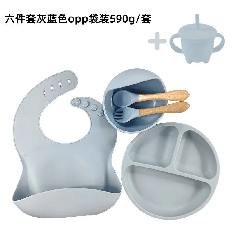 casual solid color silica gel tableware 1 set
