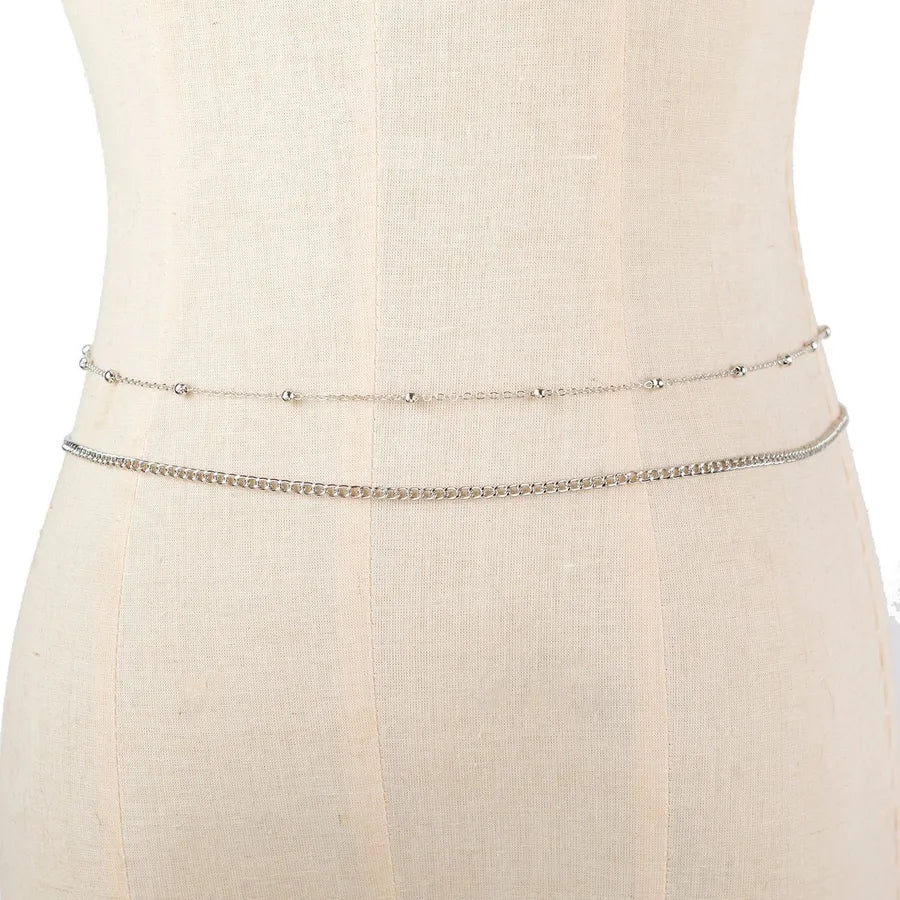 jewelry fashion round bead chain double-layer women's waist chain metal chain body chain belly chain waist decoration