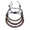 Retro Geometric Round natural stone rope Tiger Eye Beaded Unisex Drawstring Bracelets