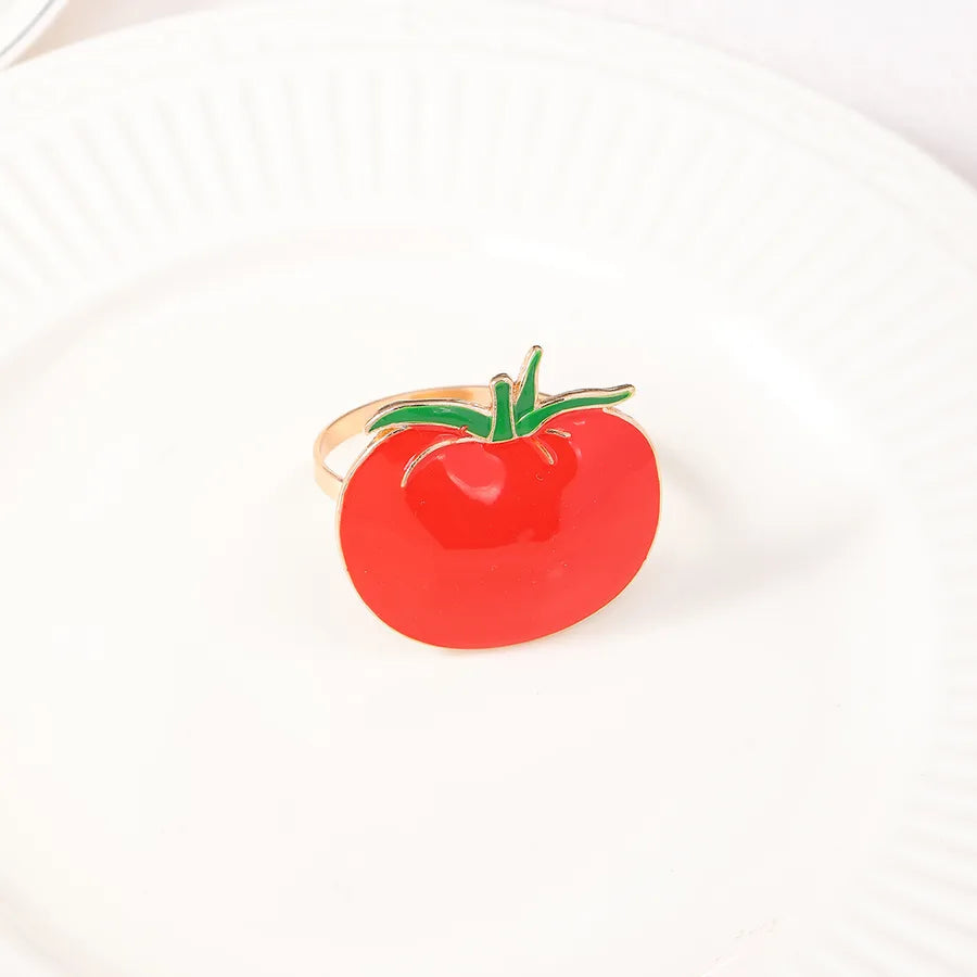 Cute Pastoral Corn Eggplant Vegetable Alloy Napkin ring 1 Piece