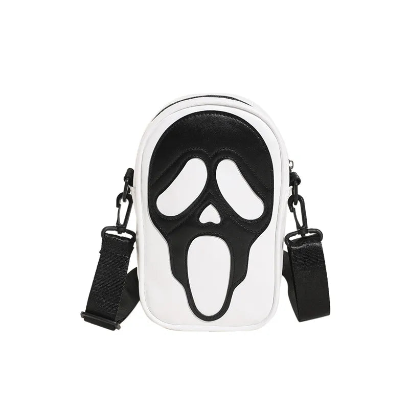 Halloween Women's Pu Leather Ghost Punk Zipper Square Bag