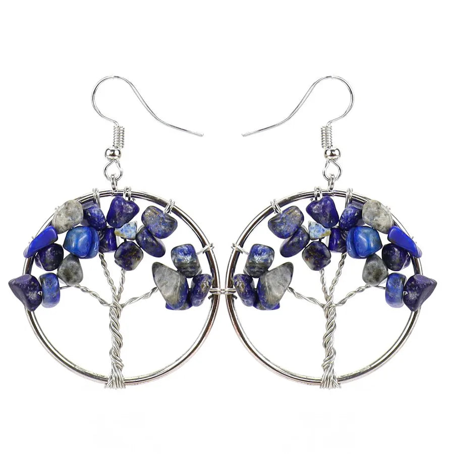 fashion tree natural stone copper beaded plating drop earrings 1 pair
