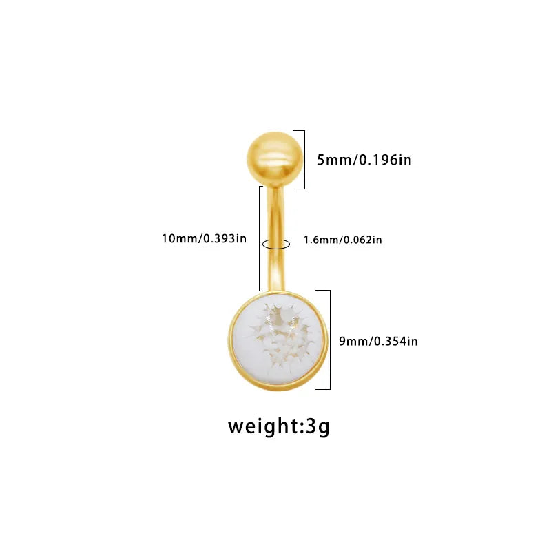 1 Piece Belly Rings Simple Style Classic Style Solid Color 316 Stainless Steel  Plating Acrylic 18K Gold Plated