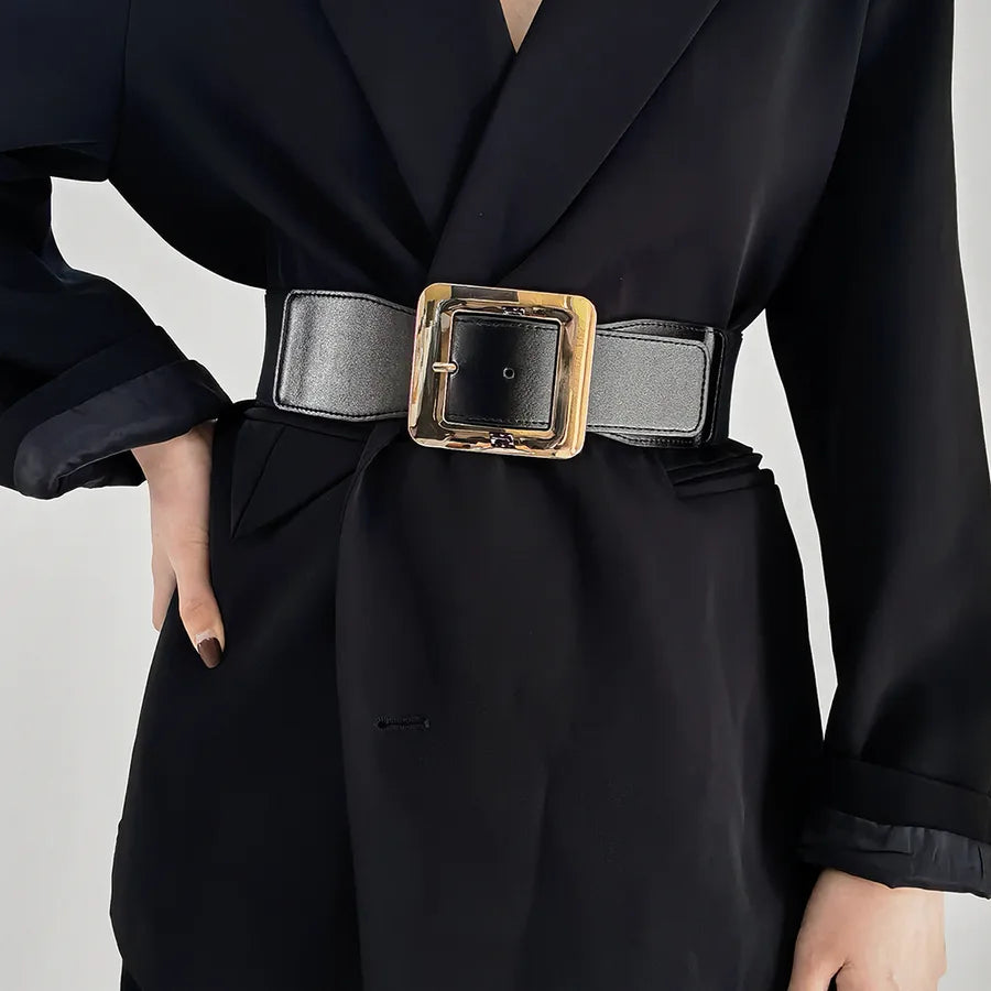 elegant business formal solid color pu leather women's leather belts