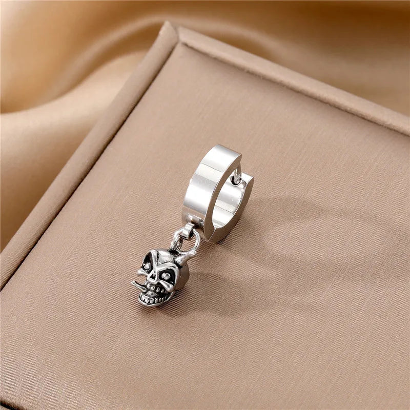 1 Piece Halloween Vintage Style Skull Plating Stainless Steel Dangling Earrings