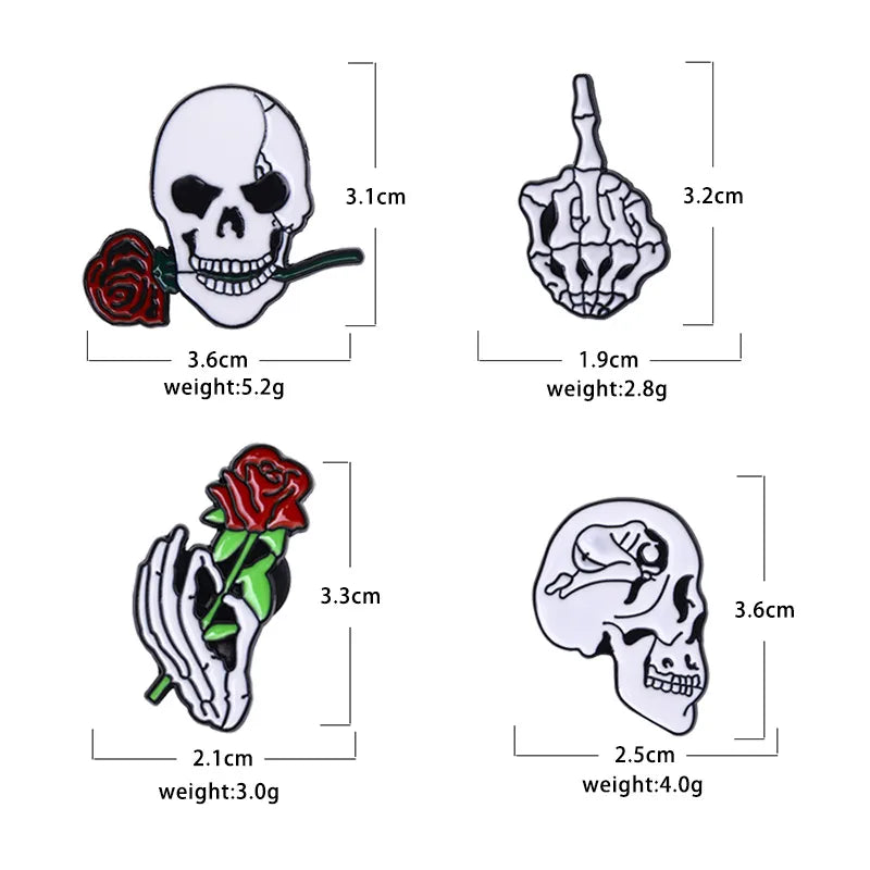 Creative Personalized Skull Series Alloy Pin Brooch Fashion Accessory Drop Oil Design Trendy Brand New  Unisex Style