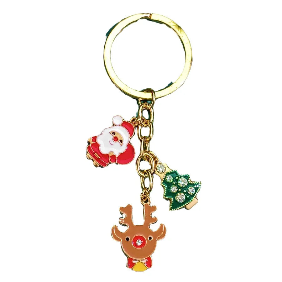 Classic Style Santa Claus Alloy Christmas Women's Keychain