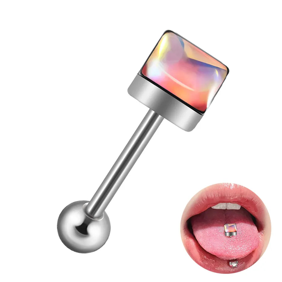 1 Piece Lip Rings Hip-Hop Cool Style Triangle Geometric Water Droplets 304 Stainless Steel Enamel Tongue Rings
