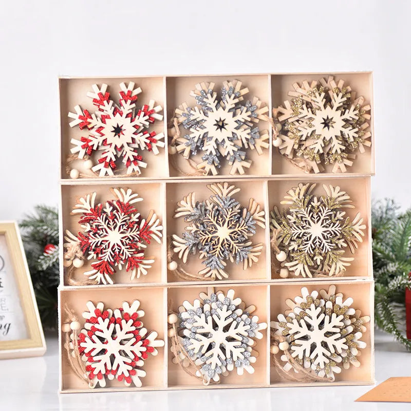Christmas Cute Snowflake Wood Party Festival Hanging Ornaments