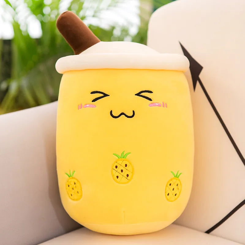 Adorable Plush Toy Milk Tea Doll Fruit Pearl Cushion Simulation Stuffed Doll Soft PP Cotton Material Cute Pillow