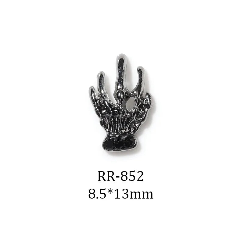 Halloween Manicure Spider Web Alloy Ornament Retro Dark Wind Spider Skull Hand Manicure DIY Accessories Wholesale