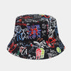 women's elegant basic graffiti printing flat eaves bucket hat