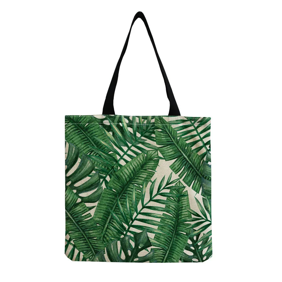 women's tropical leaf shopping bags