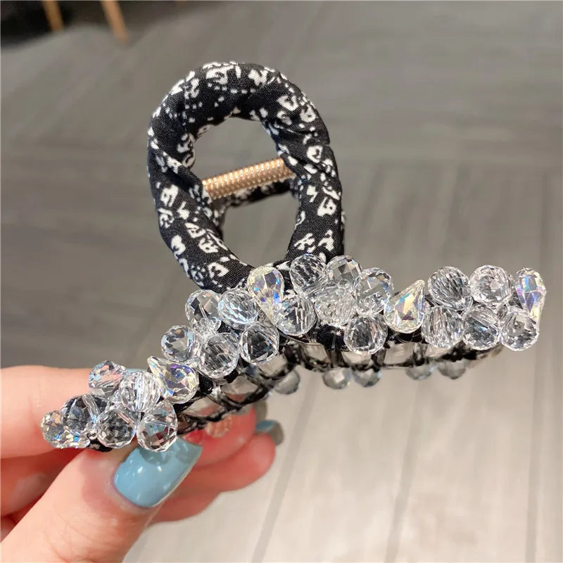 Luxury Large Crystal Hair Claw Shark Clamp Women Fashion Fairy Tale Sweet Back Of Head Updo Hair Clip Stylish Hair Accessory