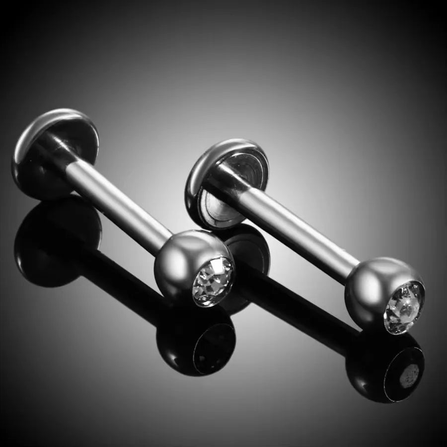 1 Piece Tongue Rings Casual Punk Simple Style Solid Color Titanium Alloy Inlay Zircon Lip Rings Ear Cartilage Rings & Studs