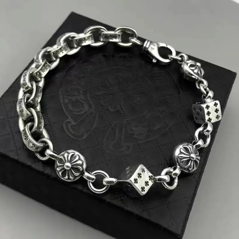 Aggressive Cross Bracelet Men's Trendy  Retro Bracelet Thick
