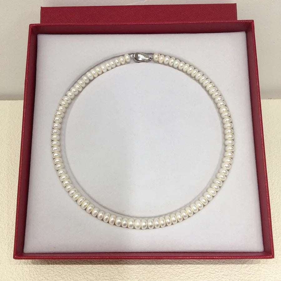 Mother's Day activities special mother chain natural freshwater pearl necklace steamed bread round suit gift box gift wholesale