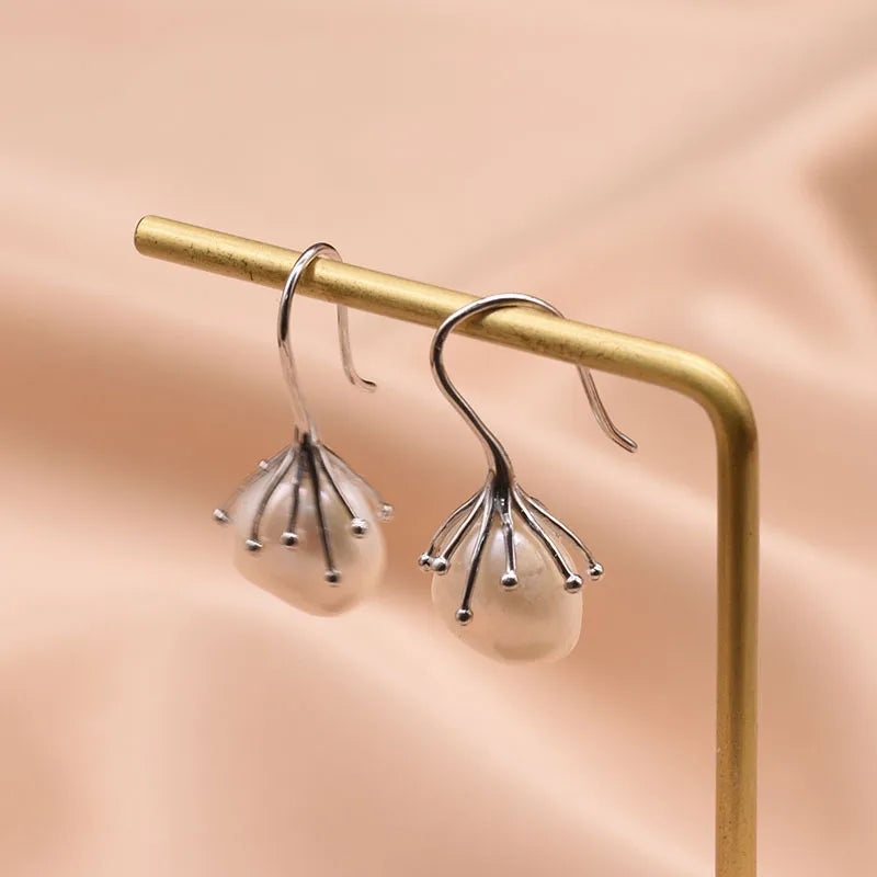 Live broadcast  natural pearl earrings high-grade earrings s925 silver needle women's design natural freshwater real pearl