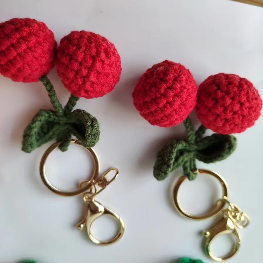 1 Piece Simple Style Fruit yarn Bag Pendant Keychain